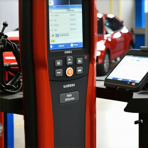 Advanced Car Diagnostics for 2025 Modern automotive diagnostics equipment in use at a professional auto repair shop