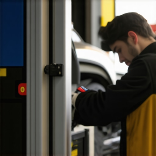 Transmission System Inspection Mechanic inspecting car transmission with diagnostic tools