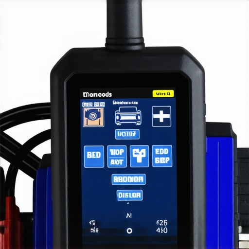 Car Diagnostics Scanner in Action Close-up of a diagnostic scanner reading a vehicle's computer system.