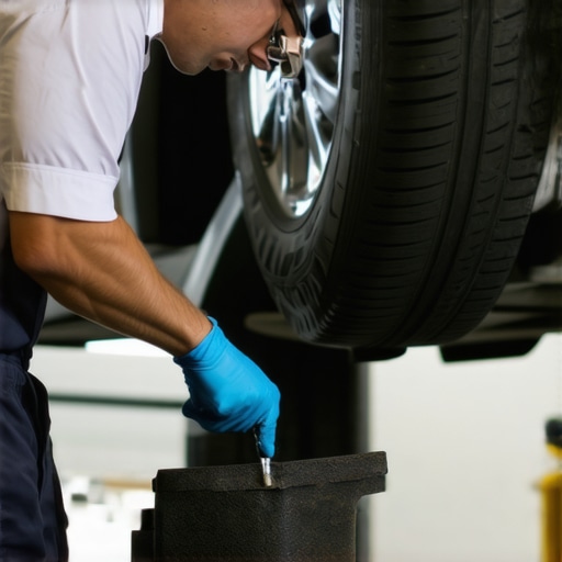 Mechanic inspecting transmission fluid during vehicle maintenance