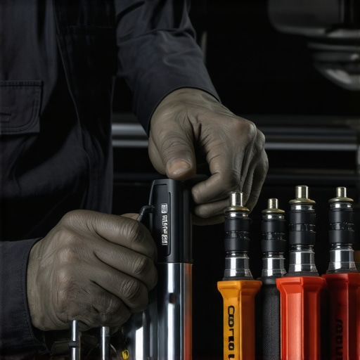 Mechanic checking fuel injectors during maintenance