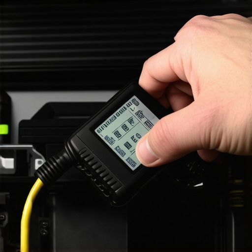 Using an OBD-II Scanner for Car Diagnostics Mechanic's hand connecting a diagnostic scanner to a car's OBD port during maintenance