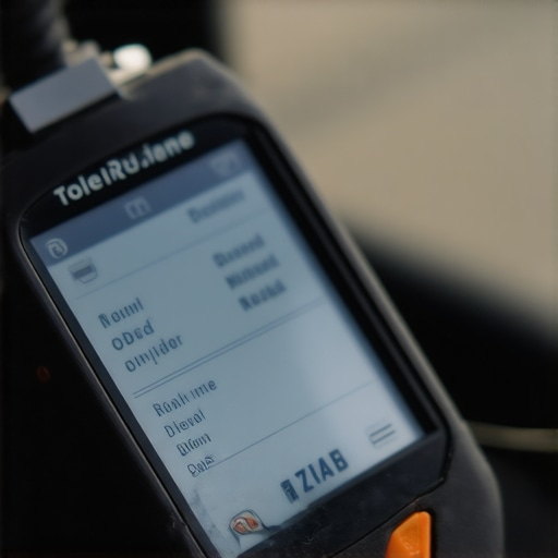 A diagnostic scanner connected to a car showing sensor readings