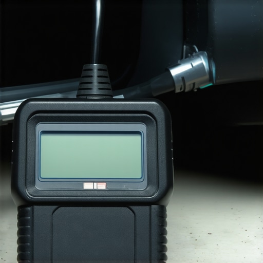 Car diagnostic scanner connected to vehicle's OBD-II port for transmission reset