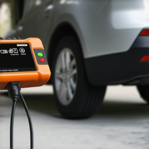 Advanced Automotive Diagnostic Tools in Use Car technician using a Bluetooth-enabled diagnostic scanner to check vehicle health.