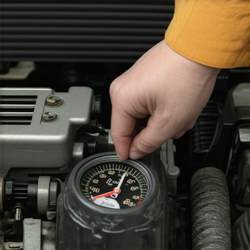 Mechanic adjusting engine timing with a timing light