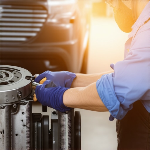 Mechanic analyzing a vehicle's transmission components during repair.
