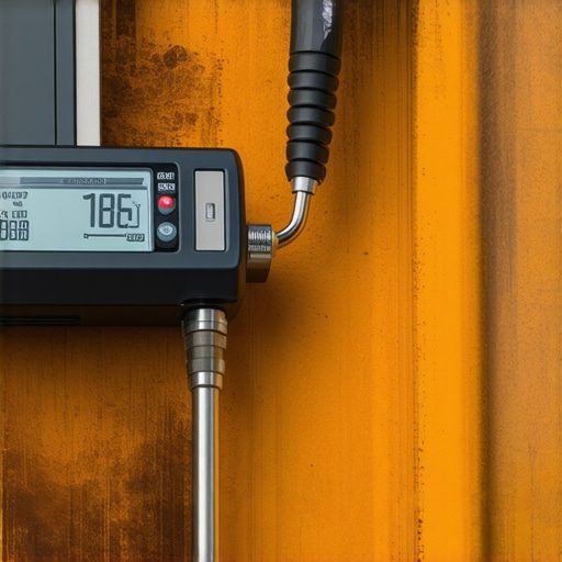 A technician using an ultrasonic device on a car panel to detect rust