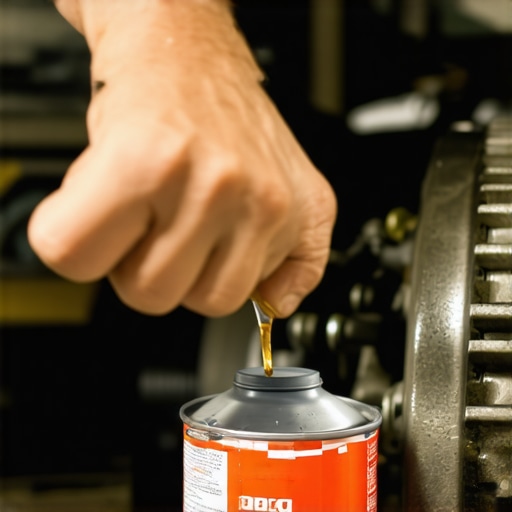Person pouring additive into car differential during maintenance
