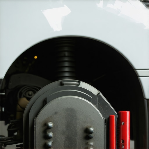 Mechanic bleeding car brakes with clear tubing and brake fluid reservoir