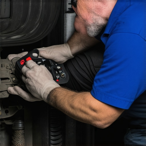 Expert Transmission Inspection Mechanic using diagnostic tools to inspect a car's transmission