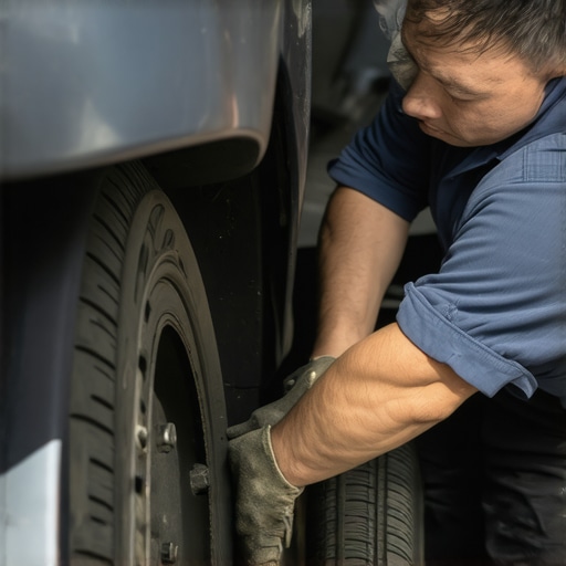 A mechanic's hand tightening a ground wire clamp on a car's metal frame with tools.