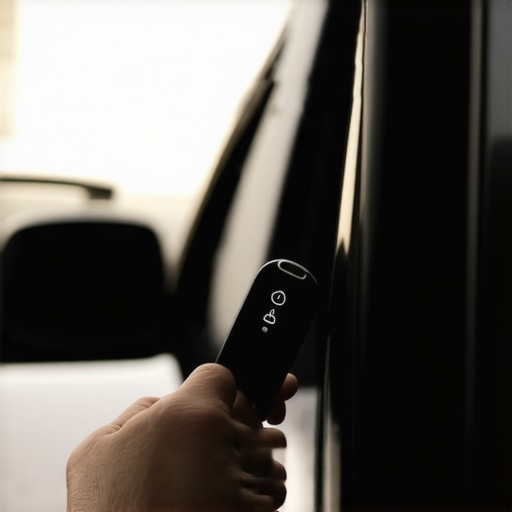 Person performing a power window reset in a car interior.