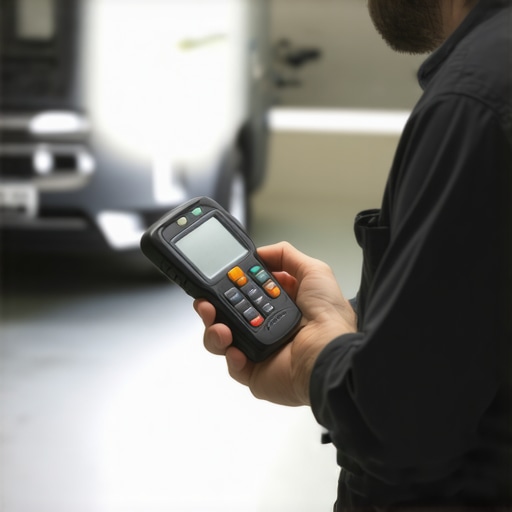Technician connecting an OBD-II diagnostic scanner to a car's port under the dashboard.