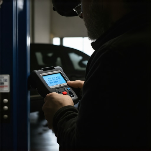 Technician analyzing car error codes with a scanner