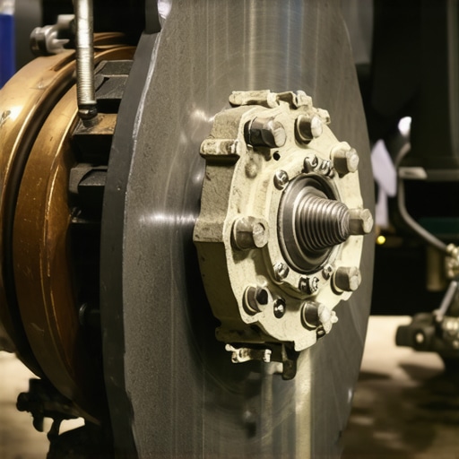 Technician inspecting a car's brake caliper and pads