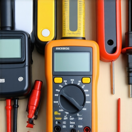 A collection of professional-grade automotive diagnostic and repair tools laid out on a workbench.