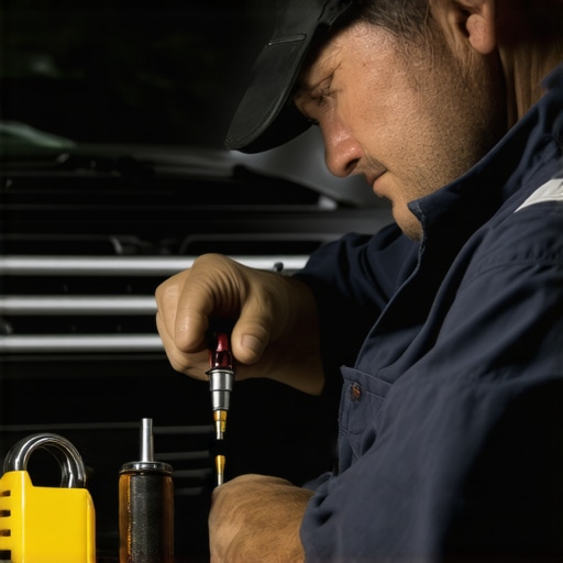 Mechanic checking transmission fluid condition and level