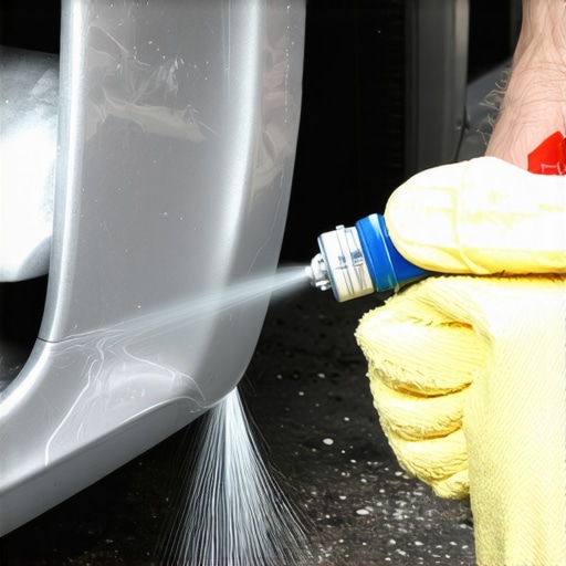A person cleaning and applying lubricant to a car door hinge to fix squeaking noise.
