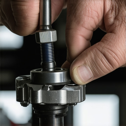 Mechanic tightening bolts on a car's gear shift assembly