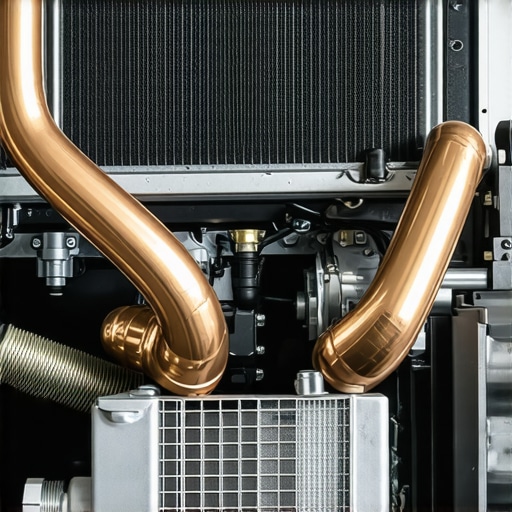 Close-up of a car's transmission cooling system being serviced.