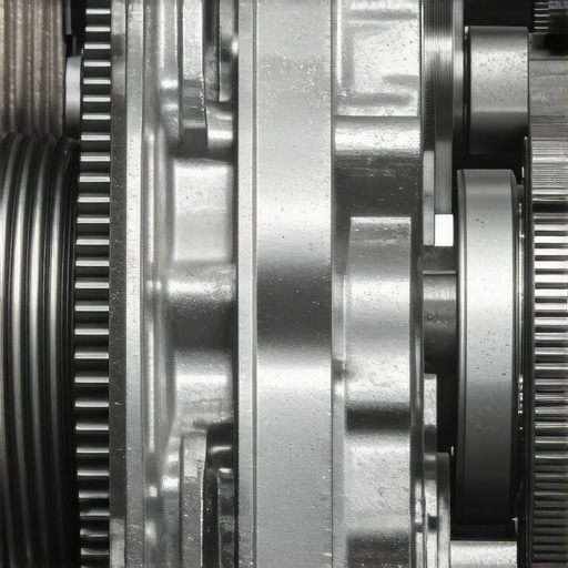 Mechanic inspecting transmission parts during repair