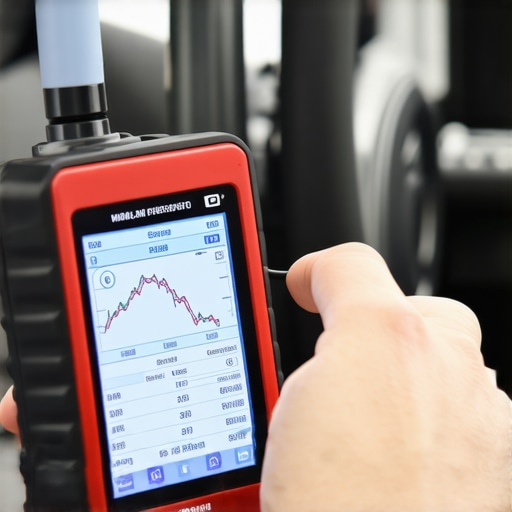Mechanic using bidirectional OBDII scan tool for car diagnostics