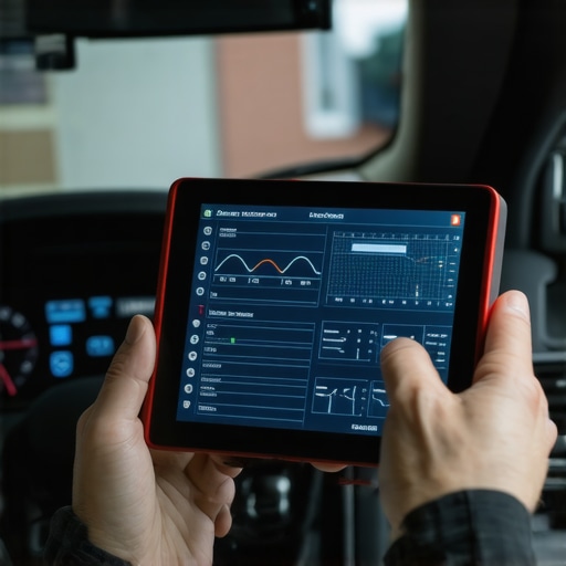 Professional diagnostic scanner displaying real-time vehicle engine data