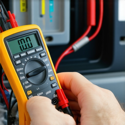 A mechanic using a multimeter to test a car's fuse box for electrical resistance issues.