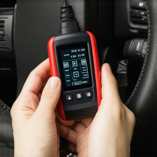 Professional diagnostic tool being used to calibrate a car's steering angle sensor after a repair.
