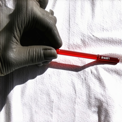 Checking Transmission Fluid with a Dipstick Close-up of a transmission fluid dipstick showing clean red fluid on a white rag.
