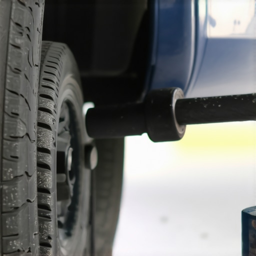 Mechanic inspecting a worn suspension bushing with a pry bar