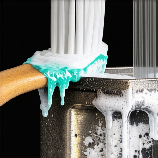 A detailed view of a car battery terminal undergoing cleaning with a baking soda and water mixture to remove acid corrosion.