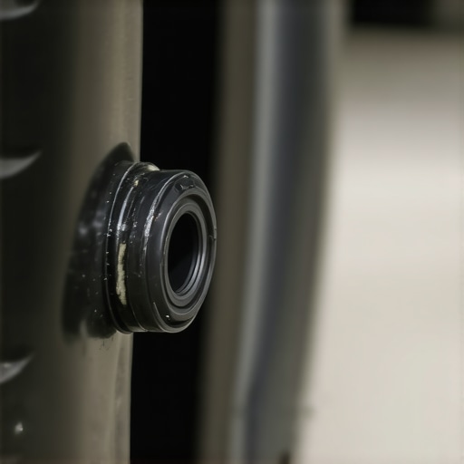 Close-up of a dirty rubber one-way valve on a car sunroof drain line showing debris buildup