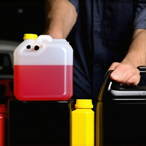 Comparing New vs Old Transmission Fluid A comparison of fresh red transmission fluid and old burnt black fluid to show degradation.