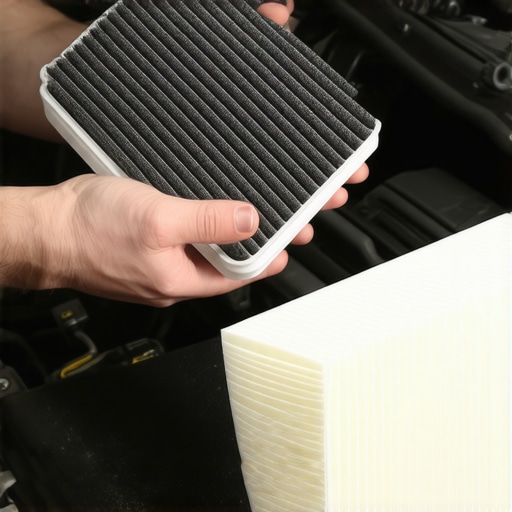 Comparing Old and New Engine Air Filters A visual comparison between a heavily soiled air filter and a brand new clean replacement filter.