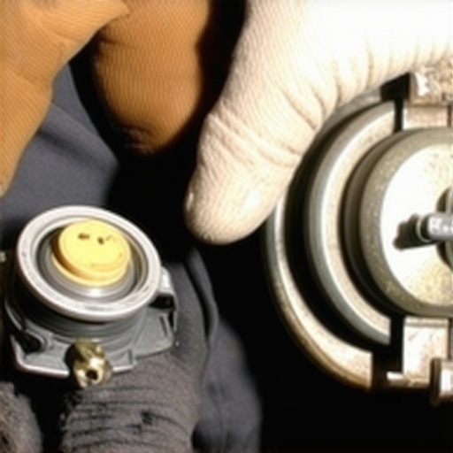Mechanic inspecting a faulty car thermostat that causes heating issues at idle.