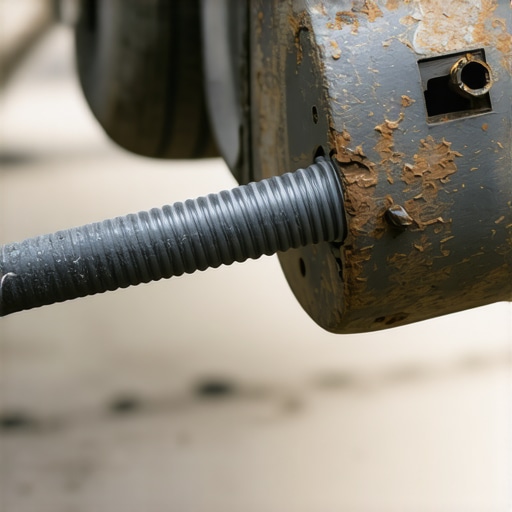 Close up of a frayed and rusted automotive ground wire causing electrical transmission issues.