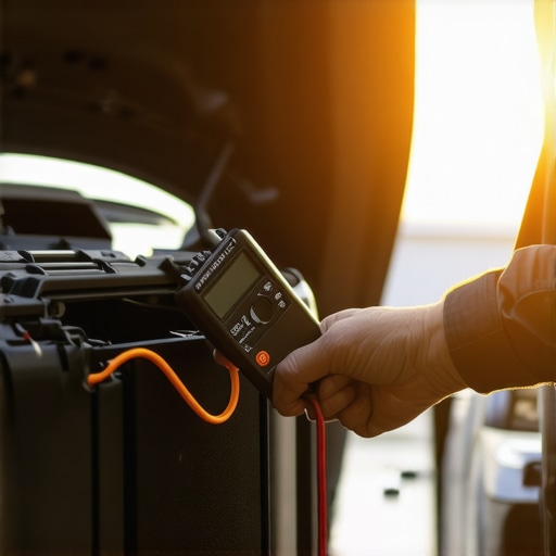 Diagnosing transmission electrical issues Mechanic testing a transmission ground wire to fix shifting problems