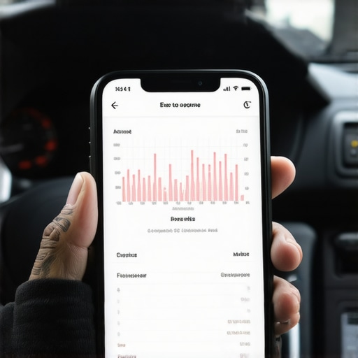 Diagnostic Scanning with a Smartphone Person using a mobile app and OBD2 scanner to check car engine health.