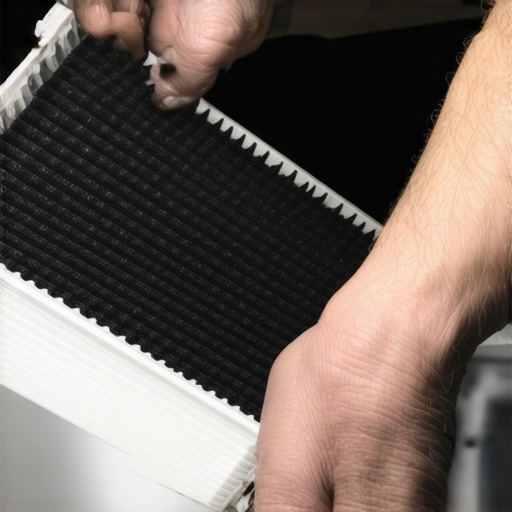 Dirty cabin air filter being replaced to remove motor oil smells