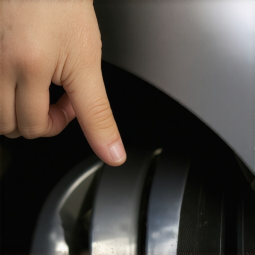 Close up of a car door drain plug being inspected to prevent rust and water damage.