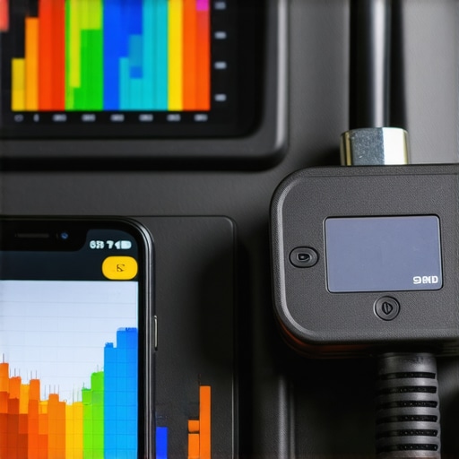 Modern Bluetooth OBD2 Scanner and Smartphone Diagnostics Close-up of a Bluetooth OBD2 scanner in a car diagnostic port with live data on a phone screen