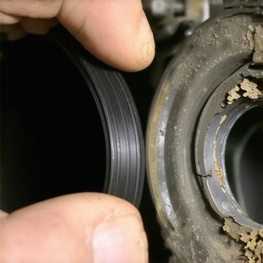 Comparison of a flexible new transmission seal and a brittle heat-damaged seal