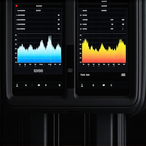 OBD2 Live Data Diagnostic Screen Close up of a diagnostic tool graphing fuel trims to find car engine issues.