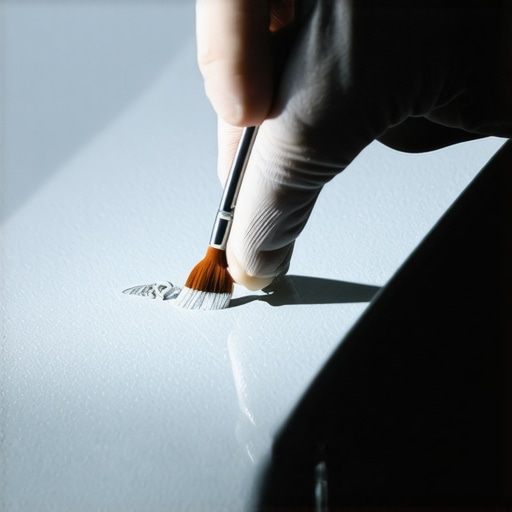 Close up of a micro-applicator being used for a professional level car scratch repair