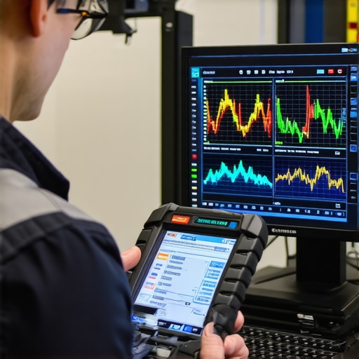 Technician using a professional scan tool to check live engine data and fuel trims