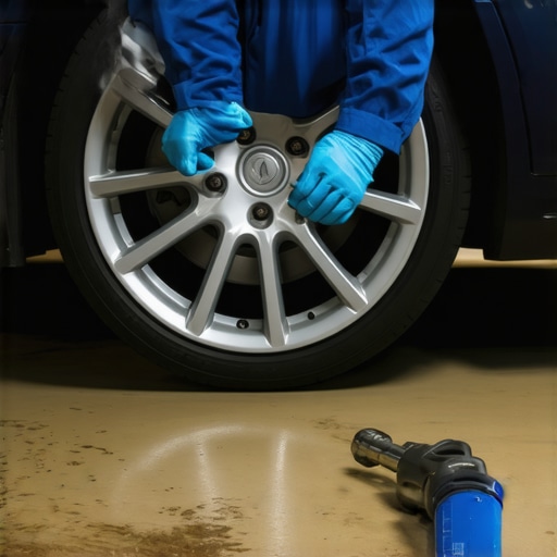 Applying ceramic lubricant to a car hub and using a torque wrench for maintenance.