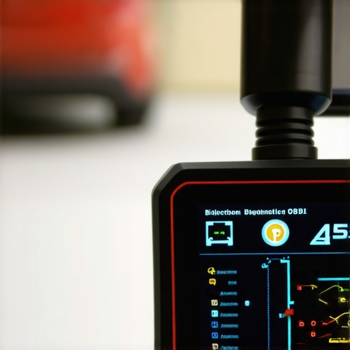 Professional OBD-II Diagnostic Scanner in Action A technician using a bidirectional diagnostic tool to check car systems