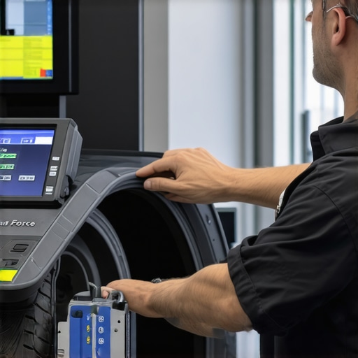 A mechanic using a Road Force balancer to diagnose a hidden tire vibration issue.